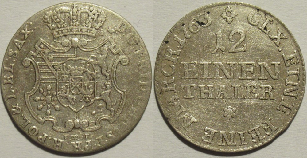 Friedrich Christian I - 1/12 Thaler 1763 Dresden, Electorate of Saxony monnaies europe medievale saint empire romain germanique friedrich christian i 1 12 thaler 1763 dresden electorate of saxony