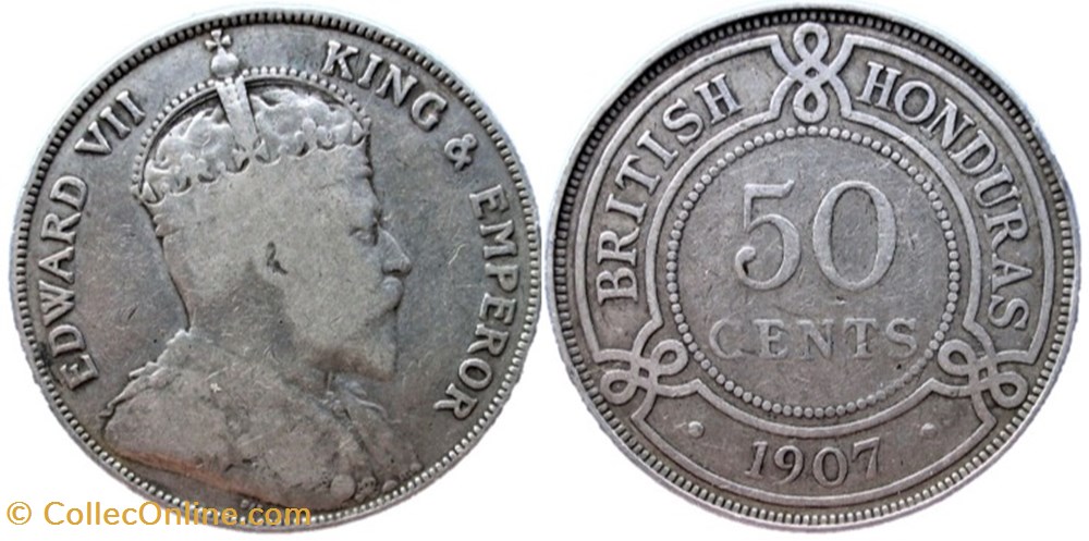 monnaies monde belize edward vii 50 cents 1907 british honduras