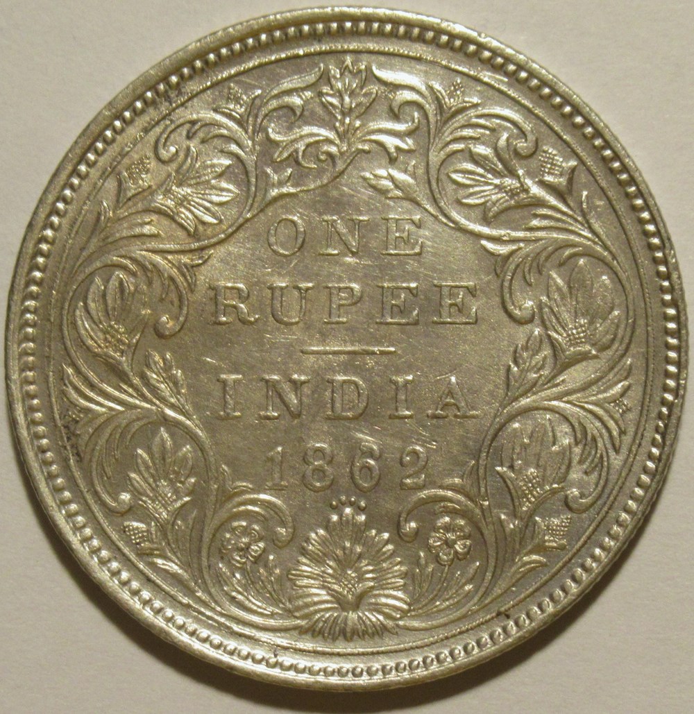 Victoria - One Rupee 1862 Bombay - British India (var) monnaies monde inde victoria one rupee 1862 bombay british india var