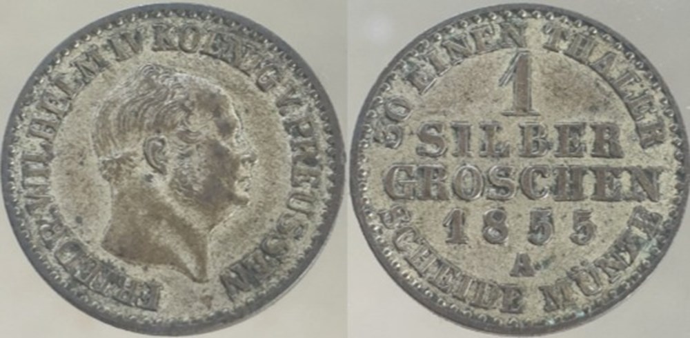 Friedrich Wilhelm IV - 1 Silbergroschen 1855 Berlin, Kingdom of Prussia monnaies europe medievale saint empire romain germanique friedrich wilhelm iv 1 silbergroschen 1855 berlin kingdom of prussia