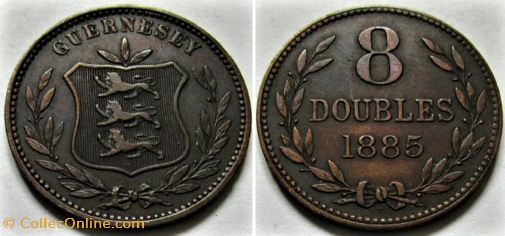States of Guernsey - 8 Doubles 1885 H monnaies monde ile de guernesey states of guernsey 8 doubles 1885 h