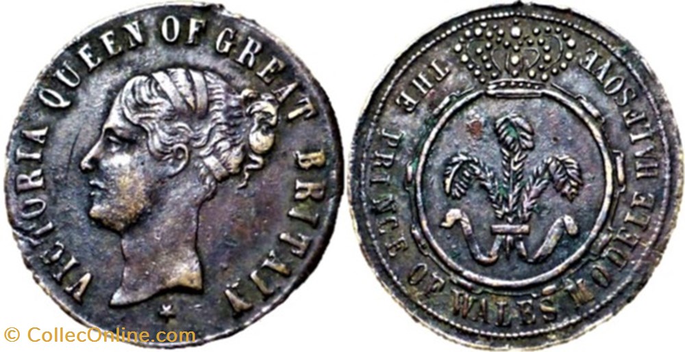 Queen Victoria - c.1840' Half Sovereign Model - The Prince of Wales, GB (ex.3) monnaies paranumismatique jetons poids queen victoria c 1840 half sovereign model the prince of wales gb ex 3