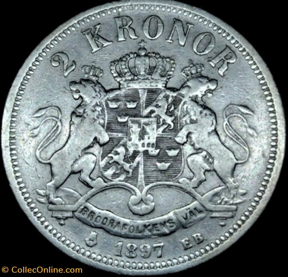 monnaies monde suede oskar ii of sweden 2 kronor 1897