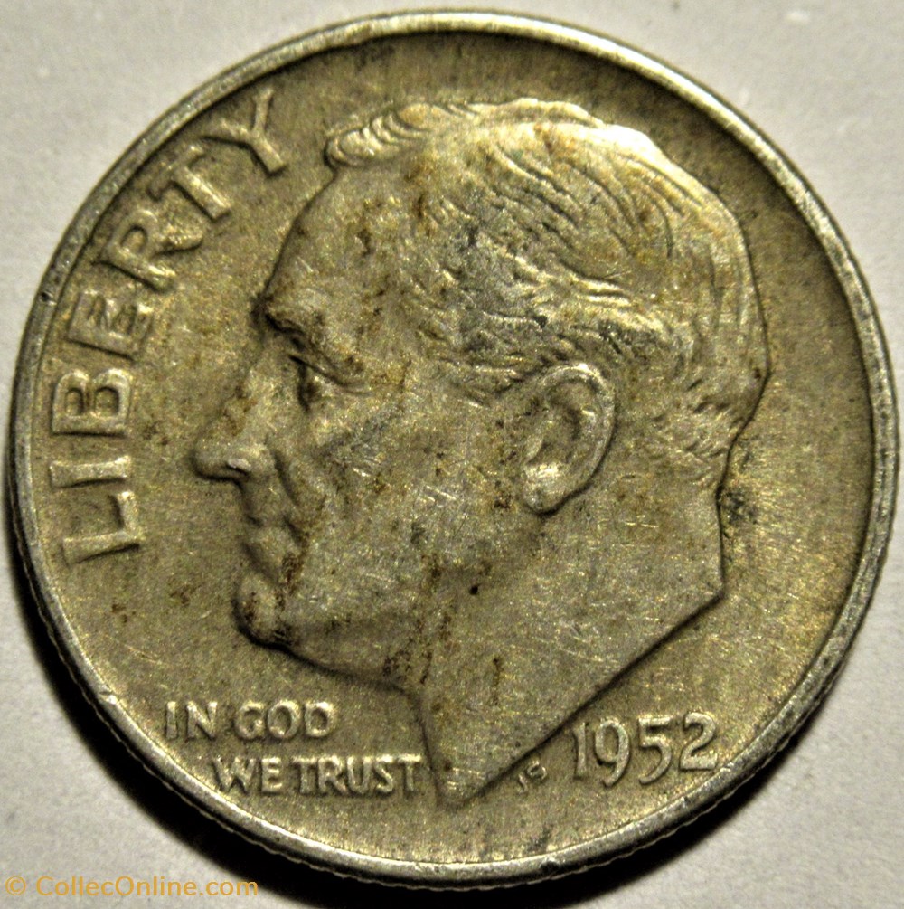 1952 Denver Dime - Filling Error monnaies monde etats unis 1952 denver dime filling error