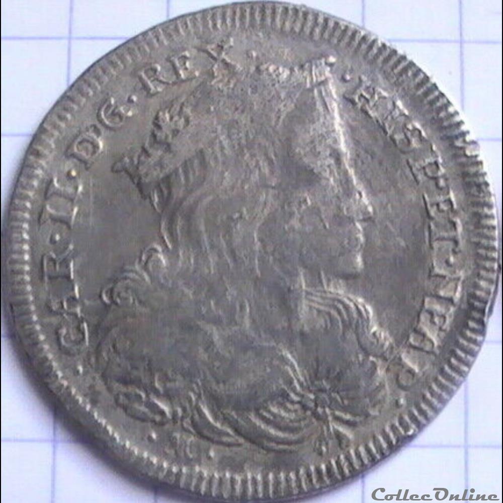 1700 Royaume de Naples 1 Tari / 20 Grana - Carlos II d'Espagne monnaies europe medievale 1700 royaume de naples 1 tari 20 grana carlos ii espagne