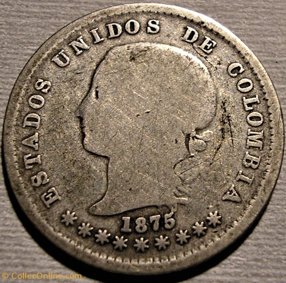 10 Centavos 1875 Bogotá monnaies monde colombie 10 centavos 1875 bogota
