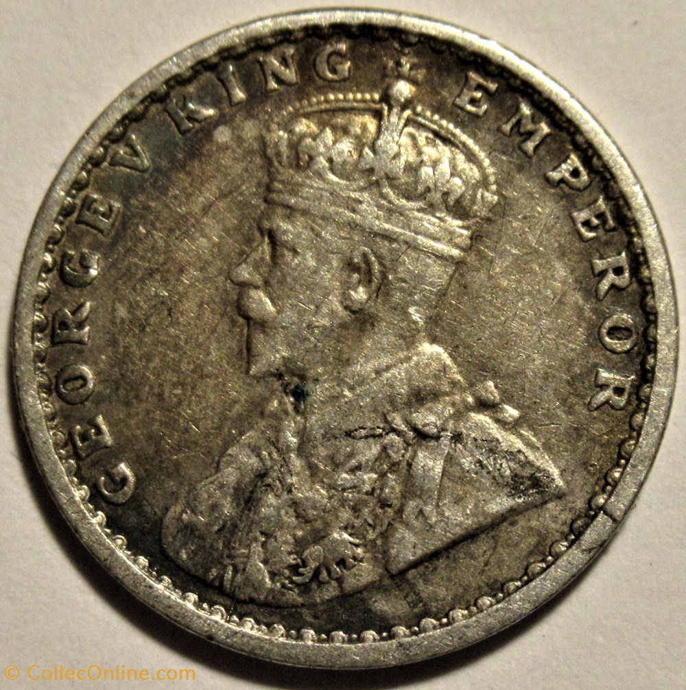 George V - 2 Annas 1913 Bombay - British India (ex.2) 2 monnaies monde inde george v 2 annas 1913 bombay british india ex 2