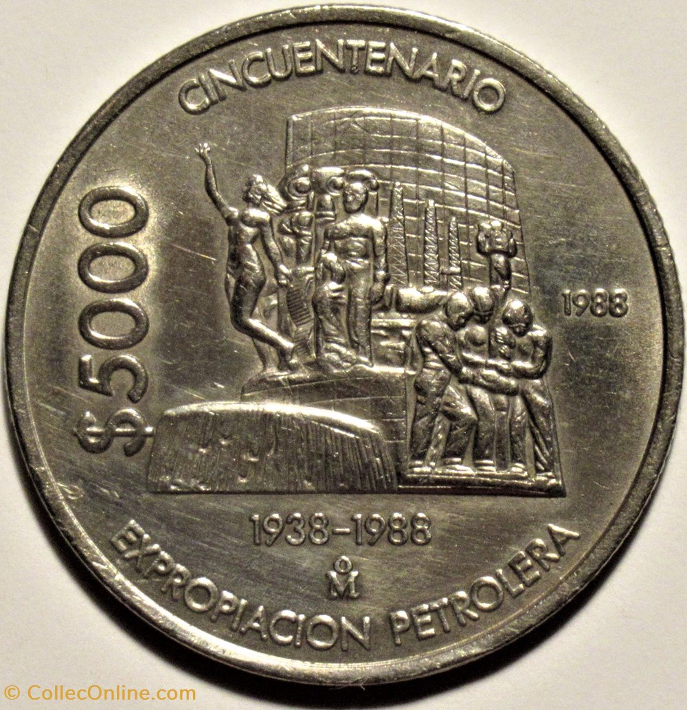 México 1988 - 5000 Pesos, Oil Industry - Estados Unidos Mexicanos monnaies monde mexique mexico 1988 5000 pesos oil industry estados unidos mexicanos