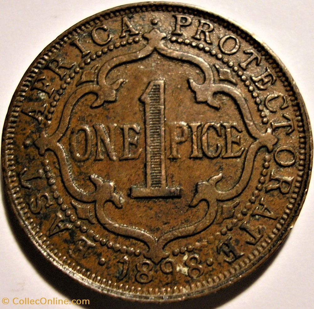 Victoria - One Pice 1898 - East Africa Protectorate - Die Crack 3 monnaies monde kenya victoria one pice 1898 east africa protectorate die crack