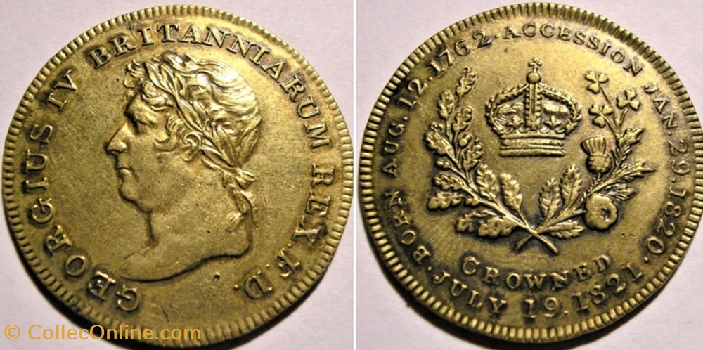 George IV - Accession & Crowning Token 1821 - Great Britain monnaie jeton mereaux george iv accession crowning token 1821 great britain