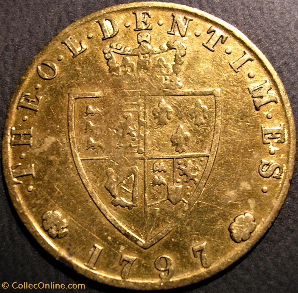George III - 1797 Spade Guinea Token imitation, Great Britain (ex.3 var.) monnaie jeton mereaux george iii 1797 spade guinea token imitation great britain ex 3 var