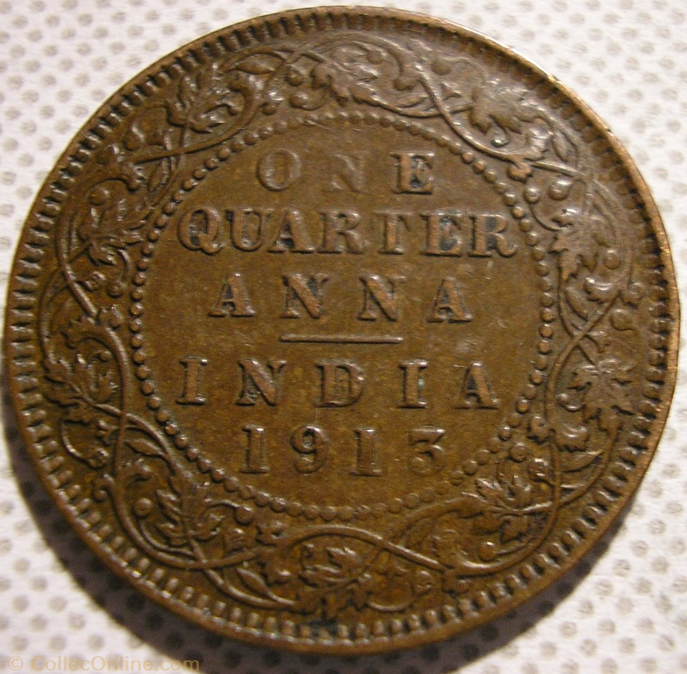 George V - One Quarter Anna 1913 Calcutta - British India Empire monnaies monde inde george v one quarter anna 1913 calcutta british india empire