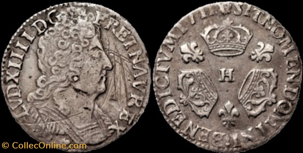 Louis XIV - 1/10 d'écu aux 3 couronnes 1711 La Rochelle monnaies europe medievale france royales louis xiv 1 10 ecu aux 3 couronnes 1711 la rochelle