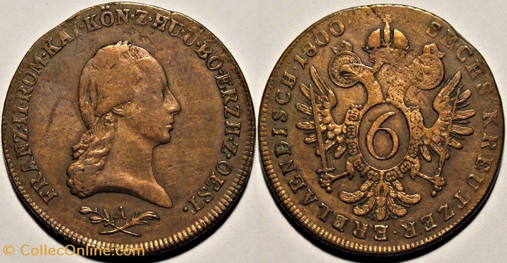 Franz I - 6 Kreutzer 1800 Wien - Austrian Empire monnaies monde autriche franz i 6 kreutzer 1800 wien austrian empire