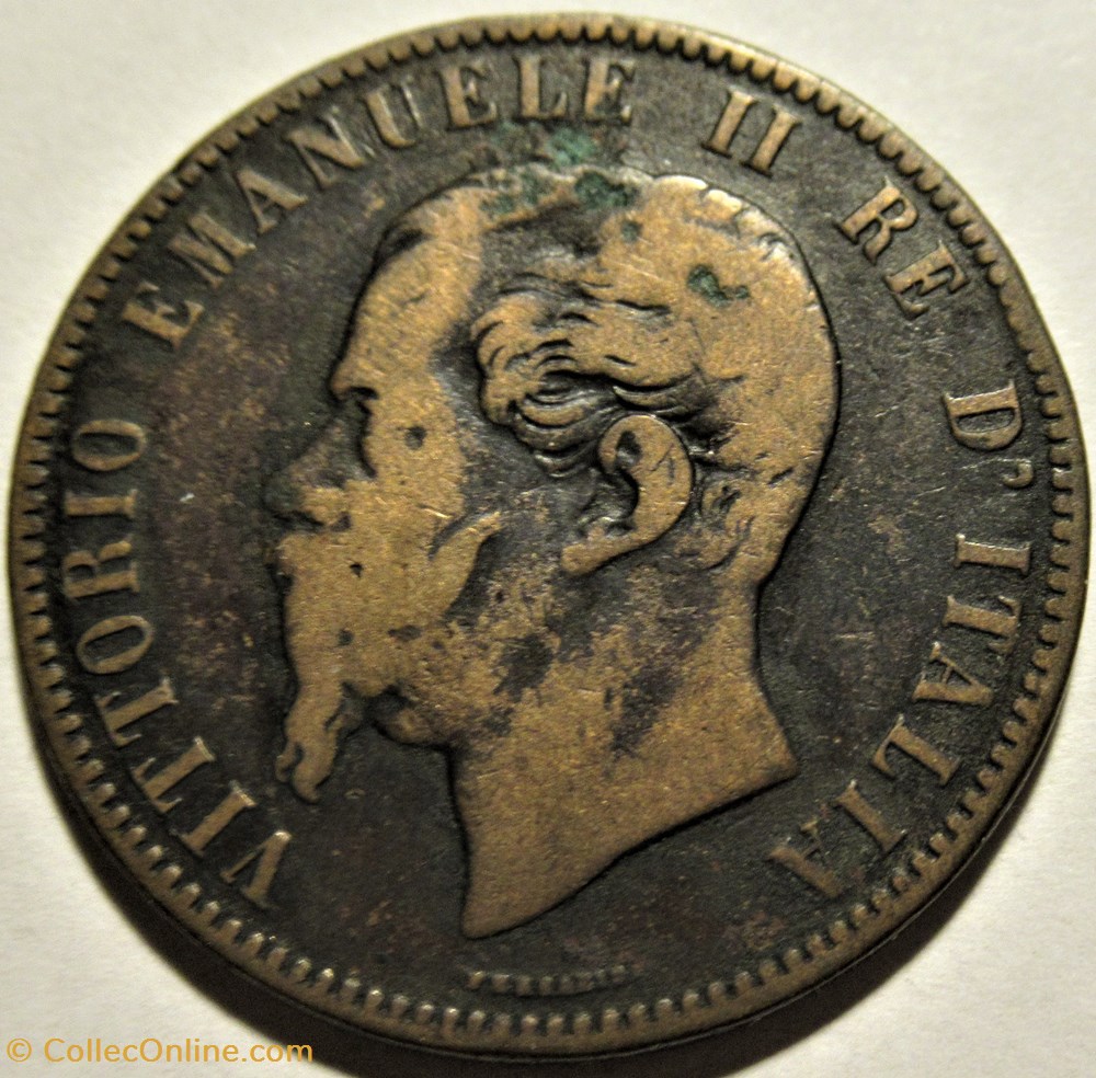 1862 Regno d'Italia, 10 Centesimi - Vittorio Emanuele II 2 monnaies monde italie 1862 regno italia 10 centesimi vittorio emanuele ii