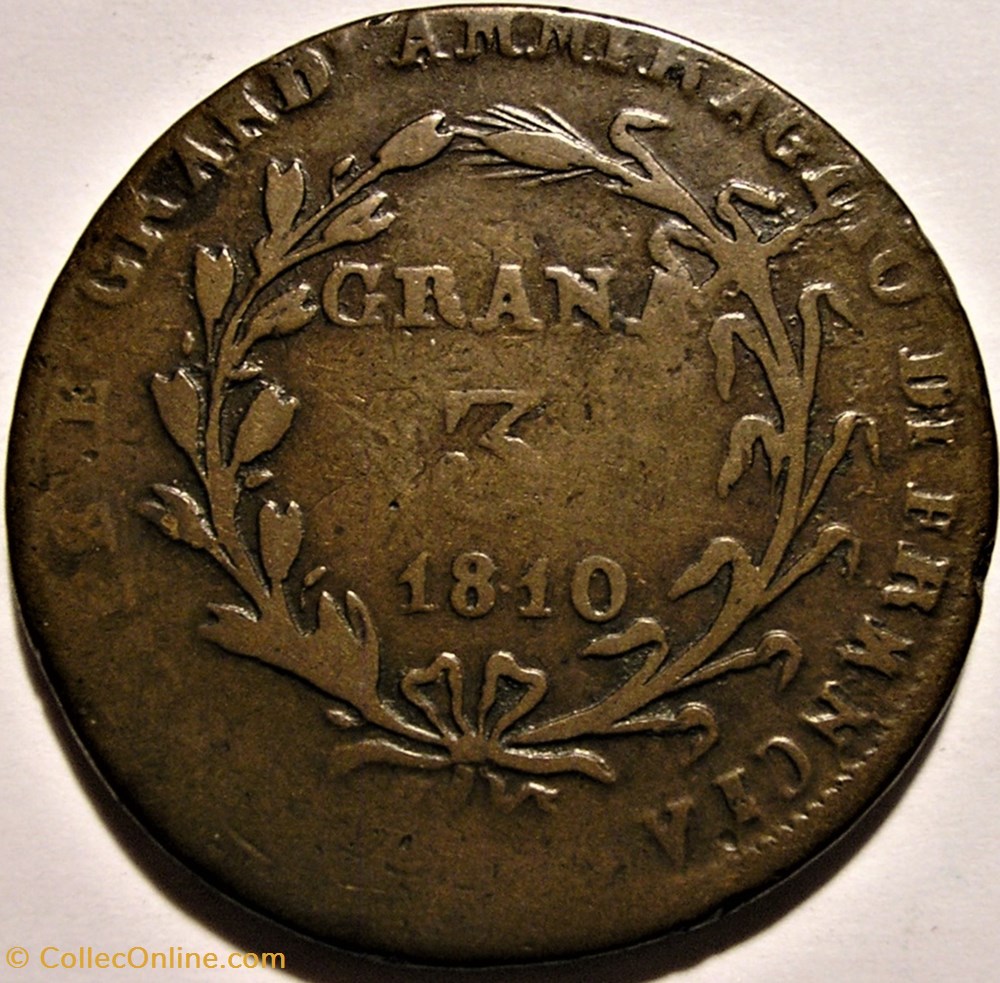 monnaies monde italie 1810 royaume de naples 3 grana joachim murat erreur