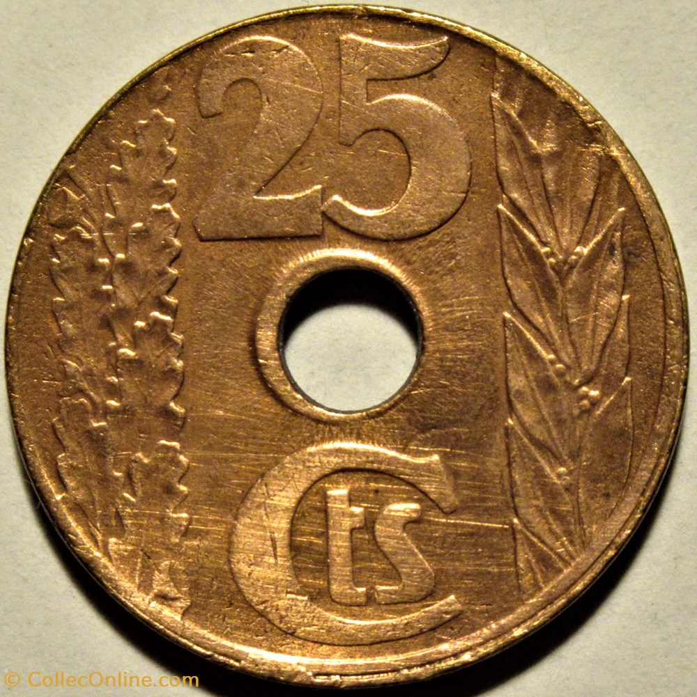 1938 - 25 Centimos - Second Republic of Spain 3 monnaies monde espagne 1938 25 centimos second republic of spain