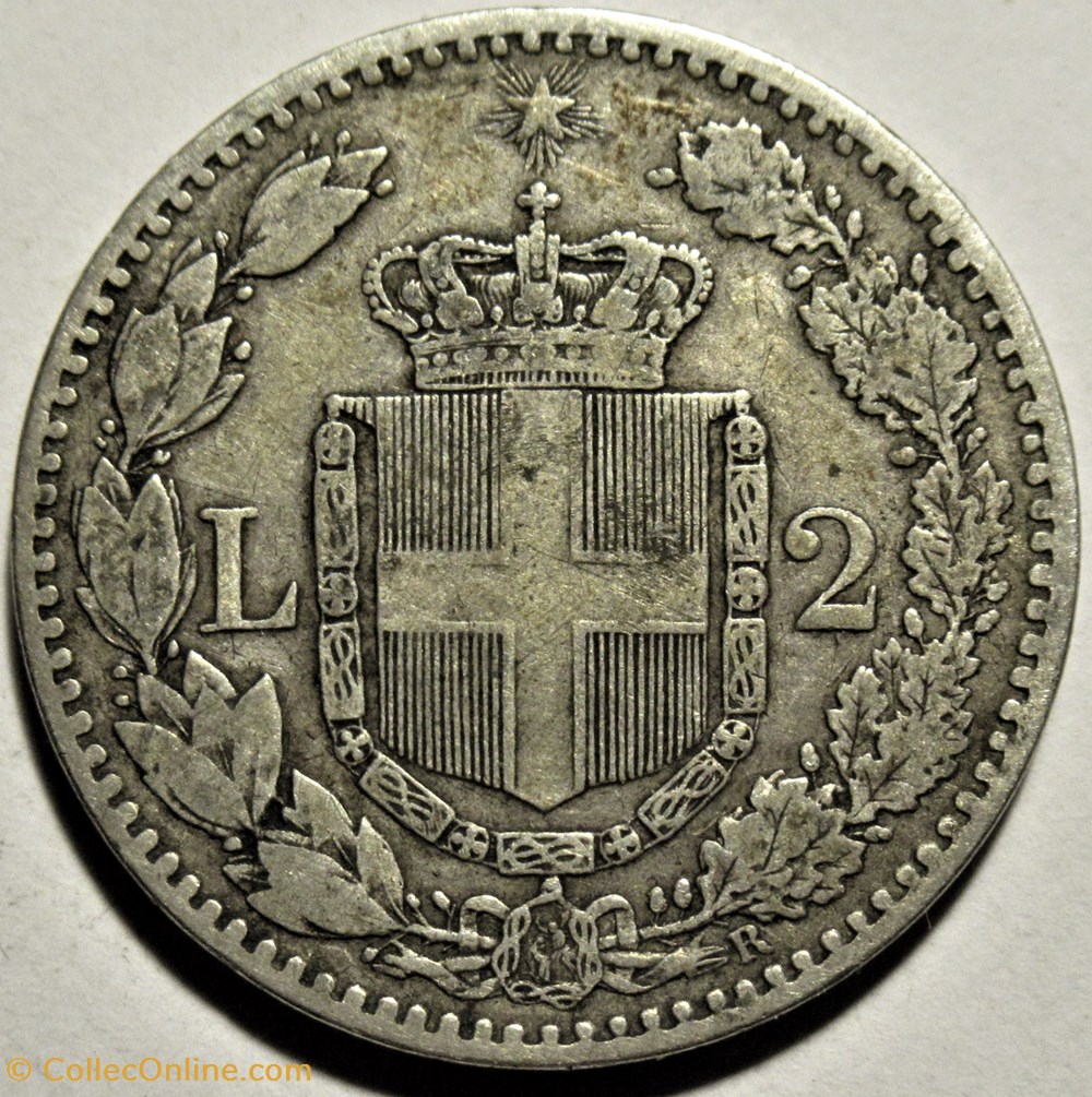 1881 Regno d'Italia, 2 Lire, Roma - Umberto I 3 monnaies monde italie 1881 regno italia 2 lire roma umberto i
