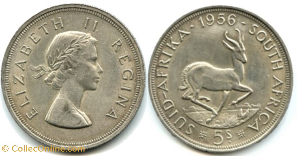 Elizabeth II - Five Shillings 1956 - Pretoria, South Africa monnaies monde afrique du sud elizabeth ii five shillings 1956 pretoria south africa