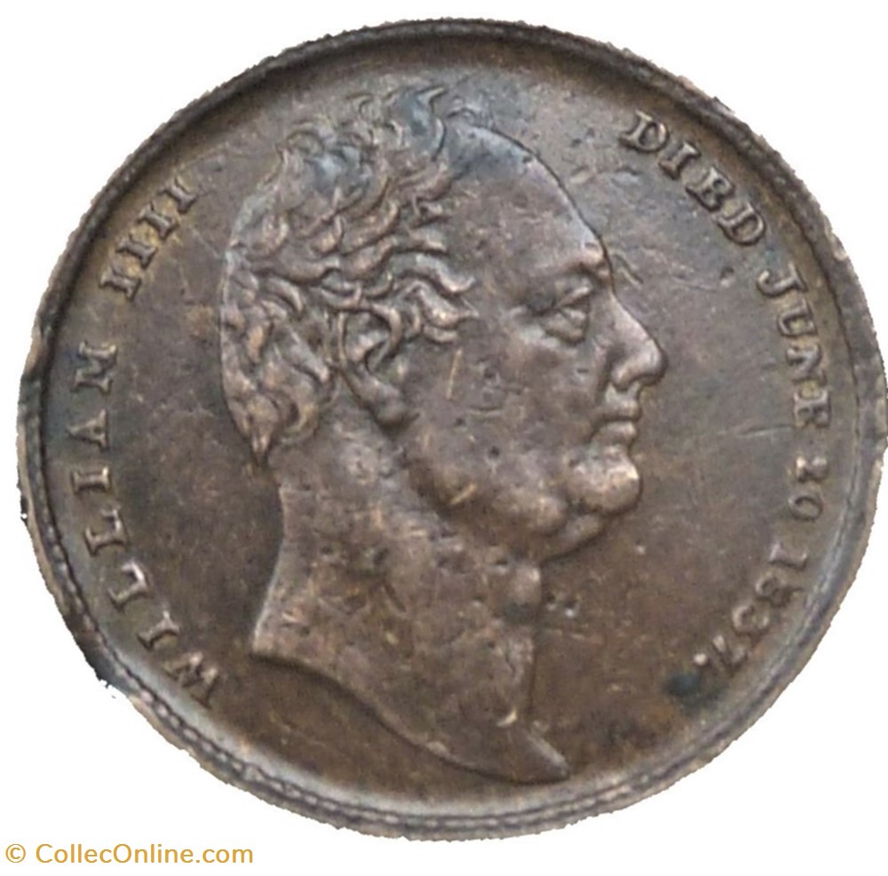 William IV - 1837 Death Token, Great Britain 2 monnaie jeton mereaux william iv 1837 death token great britain