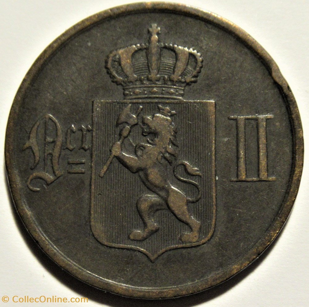 Norway - Oskar II - 5 Øre 1896 2 monnaies monde norvege norway oskar ii 5 re 1896