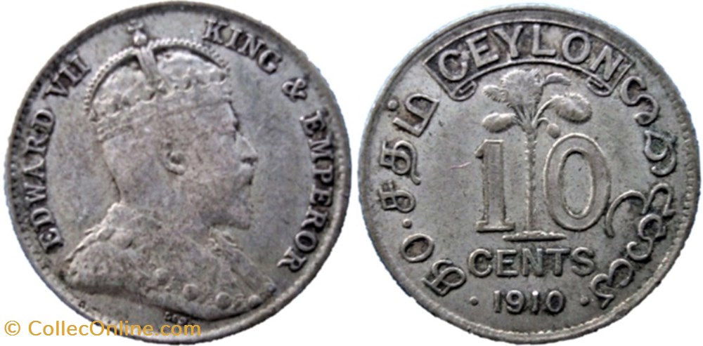 Edward VII - 10 Cents 1910 - Ceylon monnaies monde sri lanka edward vii 10 cents 1910 ceylon