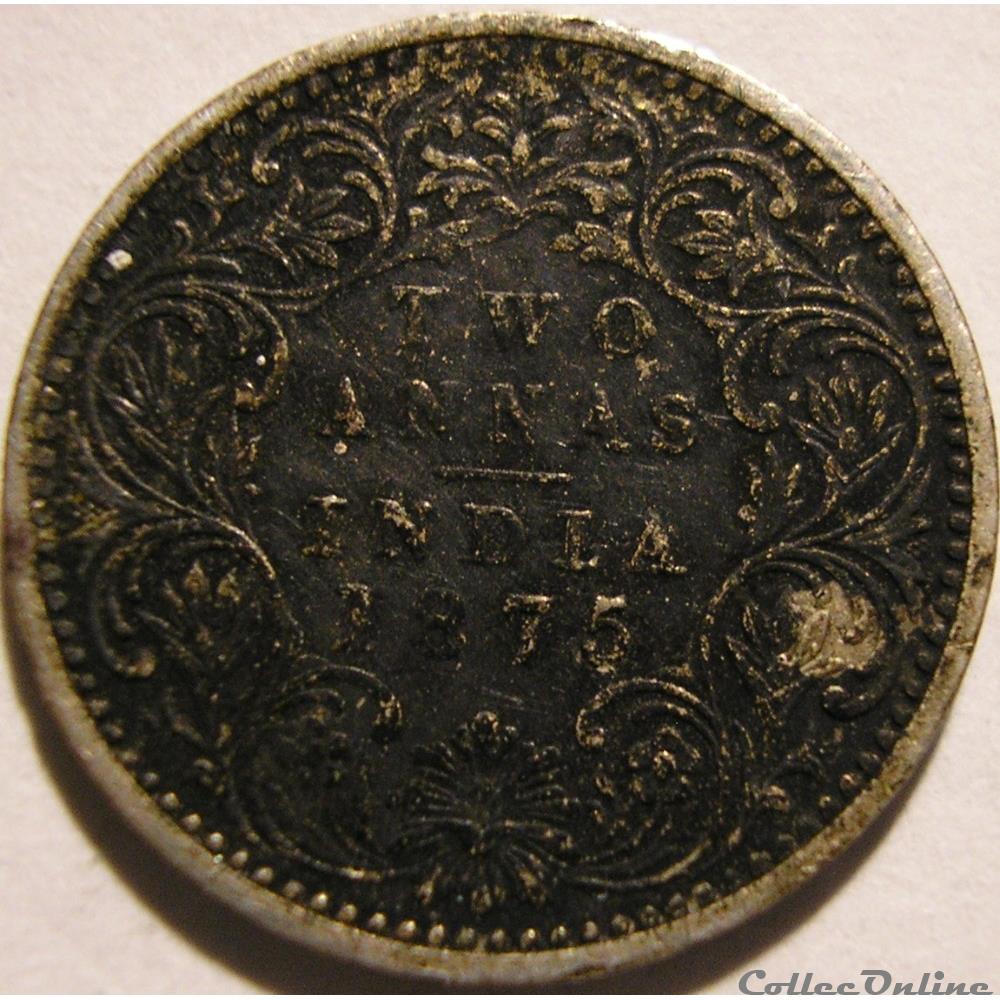 Victoria - Two Annas 1875 Calcutta - British India monnaie monde inde victoria two annas 1875 calcutta british india