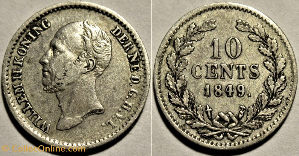 Willem II of Nederland - 10 Cents 1845 monnaies monde pays bas willem ii of nederland 10 cents 1845