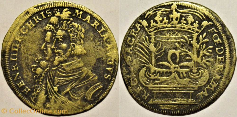 Henri IV & Marie de Médicis, c.1600 - Jeton de Nuremberg (non signé) monnaies paranumismatique jetons poids henri iv marie de medicis c 1600 jeton de nuremberg non signe