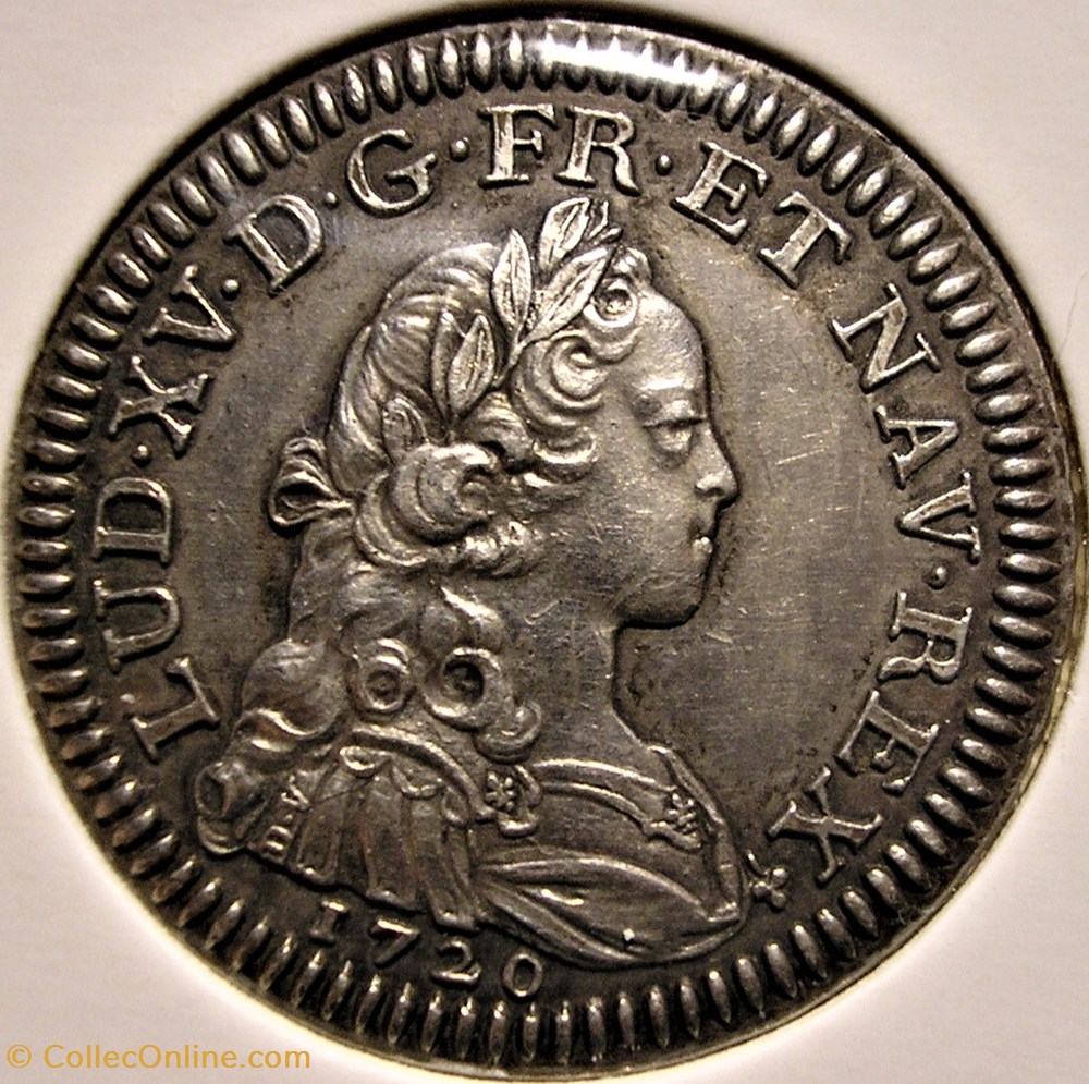 monnaies europe medievale france royales louis xv petit louis argent 1720 essai
