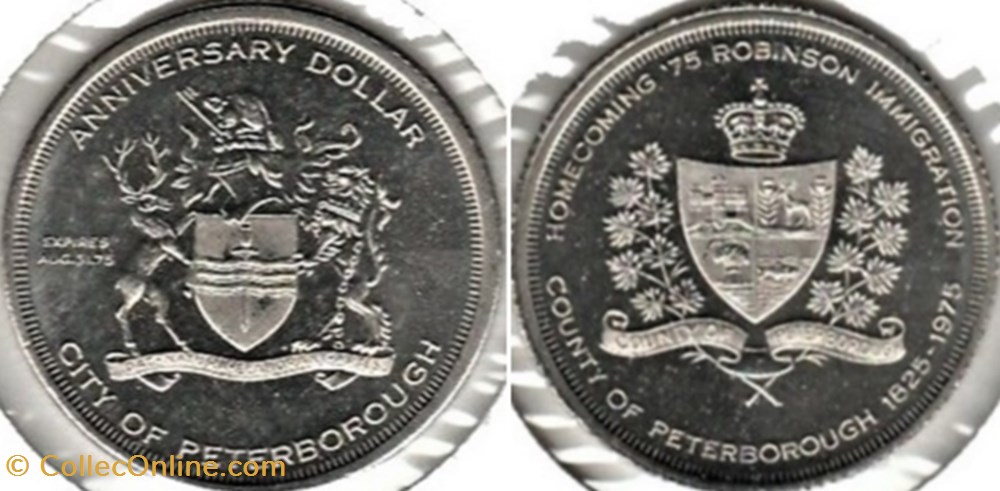 Peterborough City, Anniversary Dollar 1925-1975 monnaies jetons mereaux peterborough city anniversary dollar 1925 1975