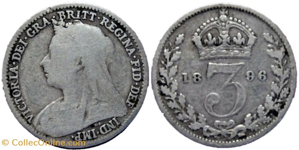 Victoria - 3 pence 1896 Kingdom of Great Britain monnaies monde royaume uni victoria 3 pence 1896 kingdom of great britain