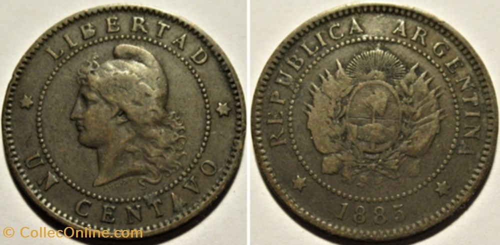 Argentina - Un Centavo 1885 monnaies monde argentine argentina un centavo 1885