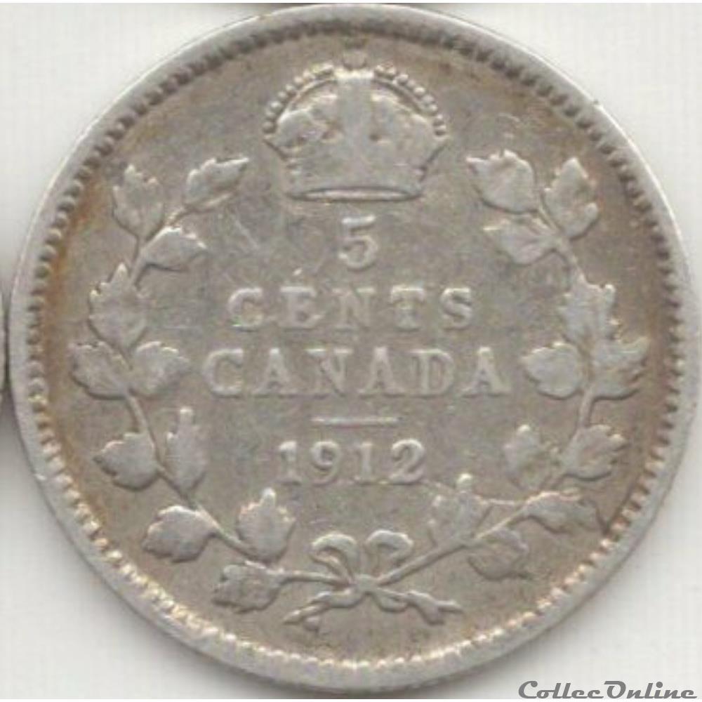 George V - 5 Cents 1912 monnaie monde canadum george v 5 cents 1912