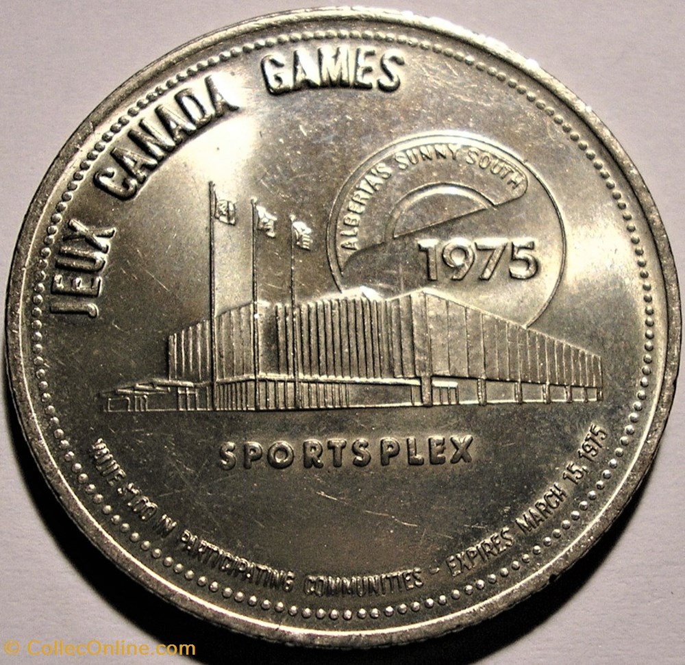 Southern Alberta - One Dollar Token 1975 - Canada Games 3 monnaies paranumismatique jetons poids southern alberta one dollar token 1975 canada games