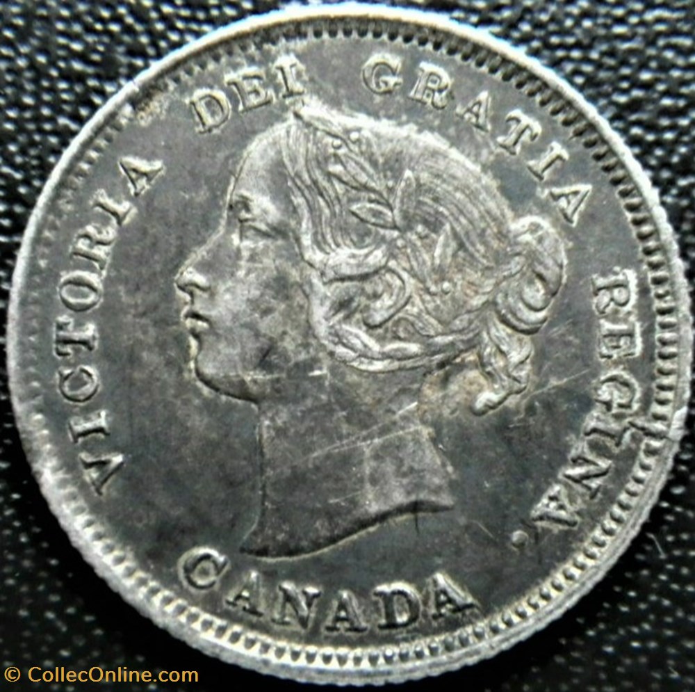 monnaie monde canadum victoria 5 cents 1891 long top lip die crack