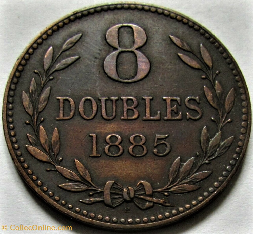 States of Guernsey - 8 Doubles 1885 H 3 monnaies monde ile de guernesey states of guernsey 8 doubles 1885 h