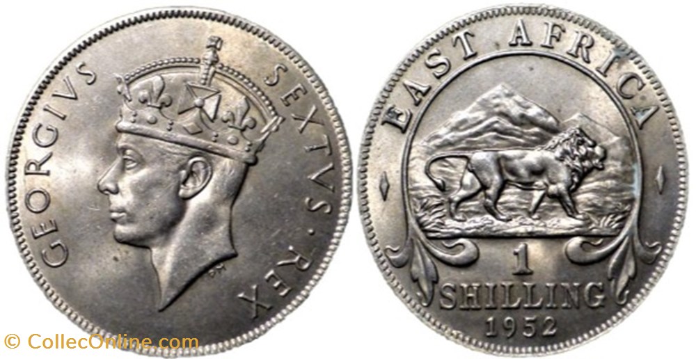 George VI - 1 Shilling 1952 - East Africa monnaies monde kenya george vi 1 shilling 1952 east africa