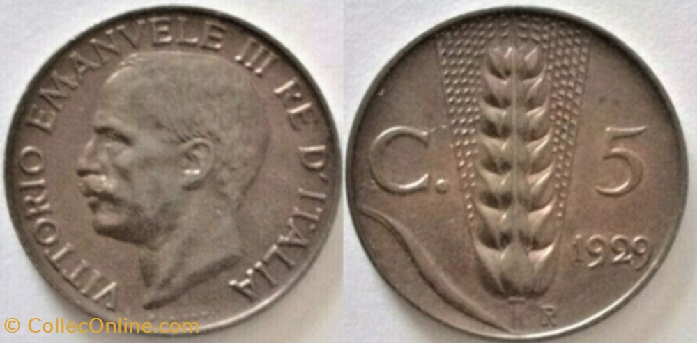 monnaies monde italie 1929 regno italia 5 centesimi roma vittorio emanuele iii