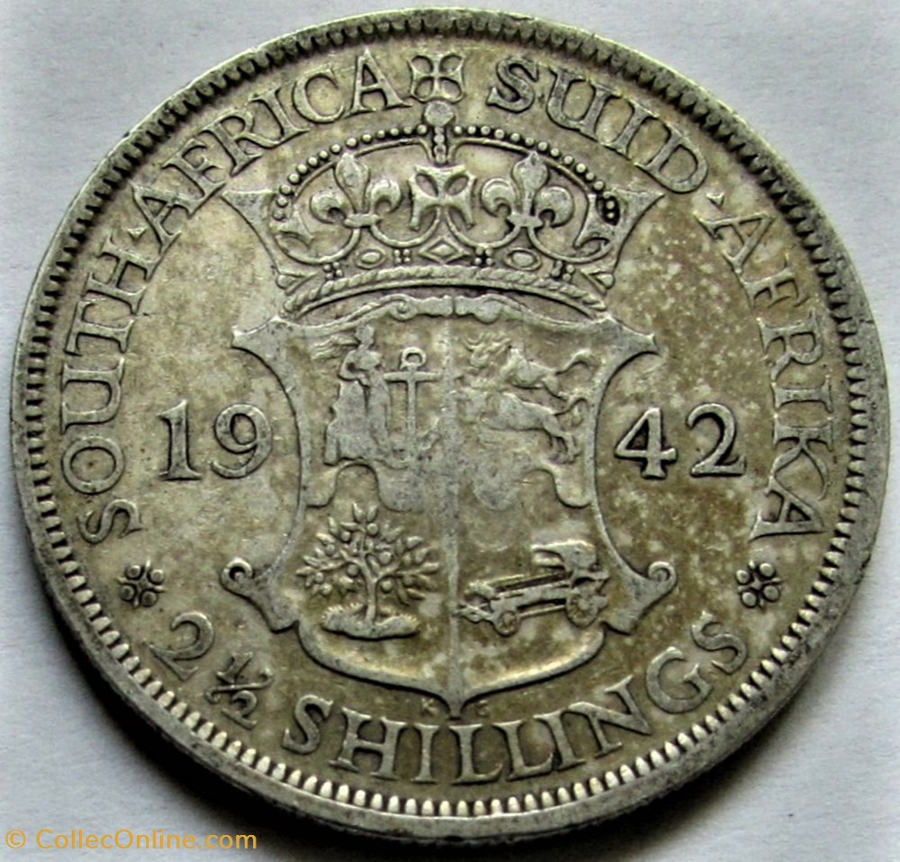 George VI - 2,½ Shillings 1942 - South Africa 3 monnaies monde afrique du sud george vi 2 shillings 1942 south africa