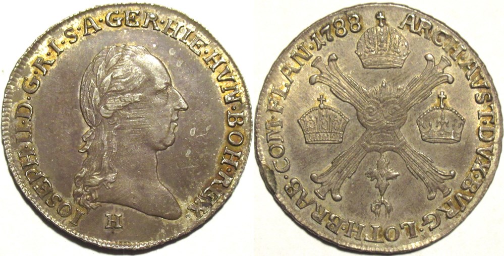 1788 Günzburg - 1/4 Kronenthaler - Joseph II of Habsburg-Lorraine monnaies europe medievale archiduche d autriche 1788 gunzburg 1 4 kronenthaler joseph ii of habsburg lorraine