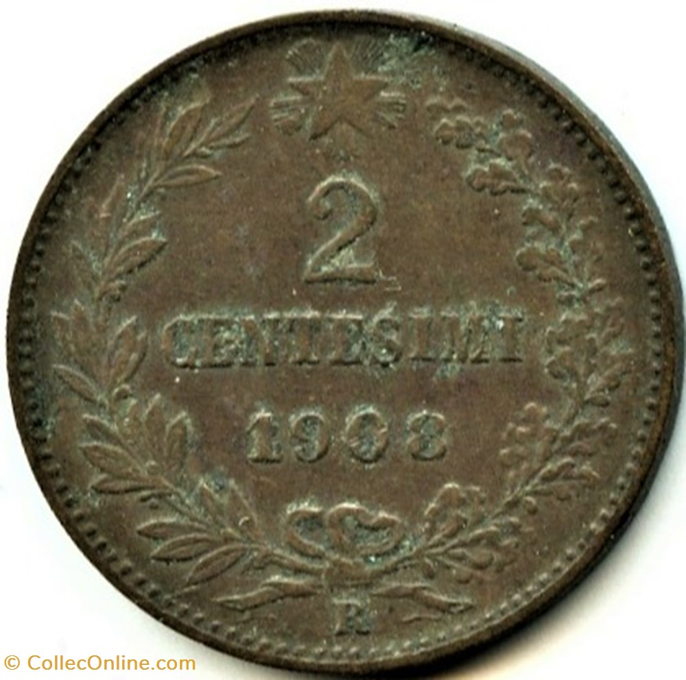 monnaies monde italie 1908 regno italia 2 centesimi roma vittorio emanuele iii ex 2