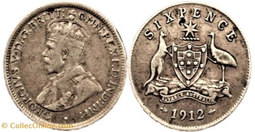 monnaies monde australie george v six pence 1912 australia