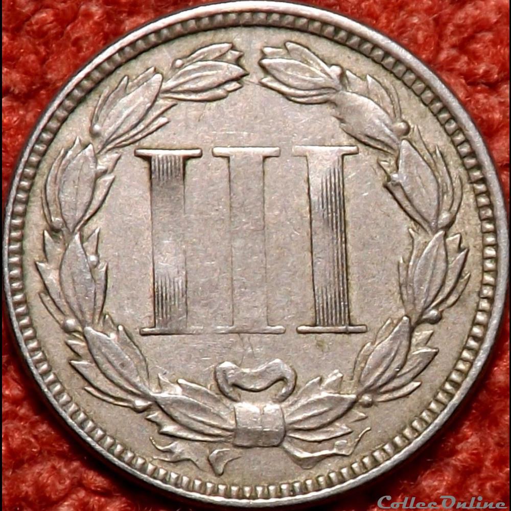 1870 - 3 Cents monnaie monde etat uni 1870 3 cents