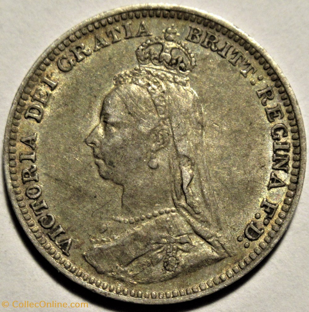 Victoria - 3 pence 1891 Kingdom of Great Britain (ex.2) 2 monnaies monde royaume uni victoria 3 pence 1891 kingdom of great britain ex 2