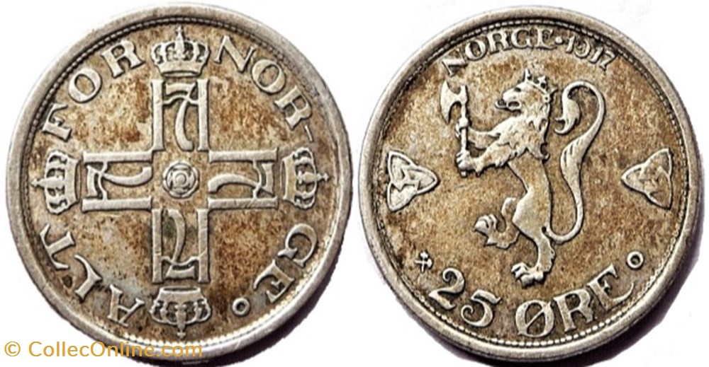 Haakon VII of Norway - 25 Øre 1917 monnaies monde norvege haakon vii of norway 25 re 1917