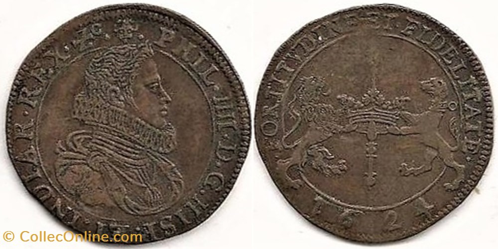 1624 Brussels, Loyalty to Spain Token - Felipe IV of Spain monnaies europe medievale pays bas espagnols 1624 brussels loyalty to spain token felipe iv of spain