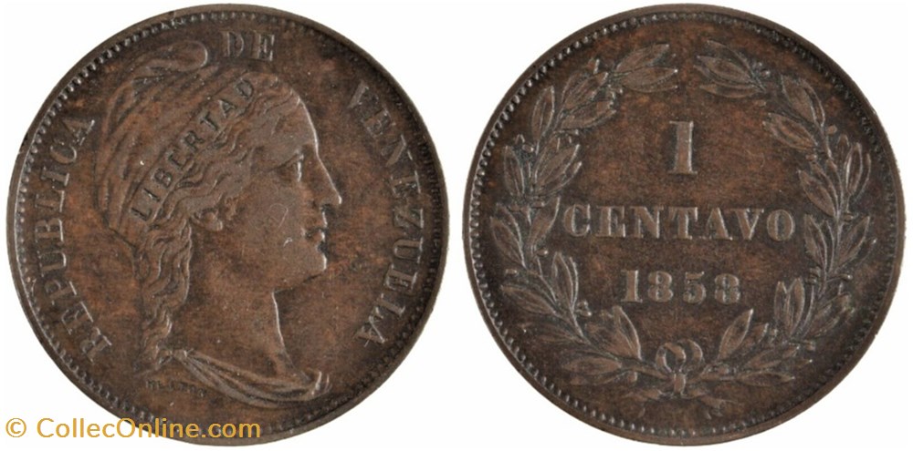 Venezuela - 1 Centavo 1858 monnaies monde venezuela 1 centavo 1858