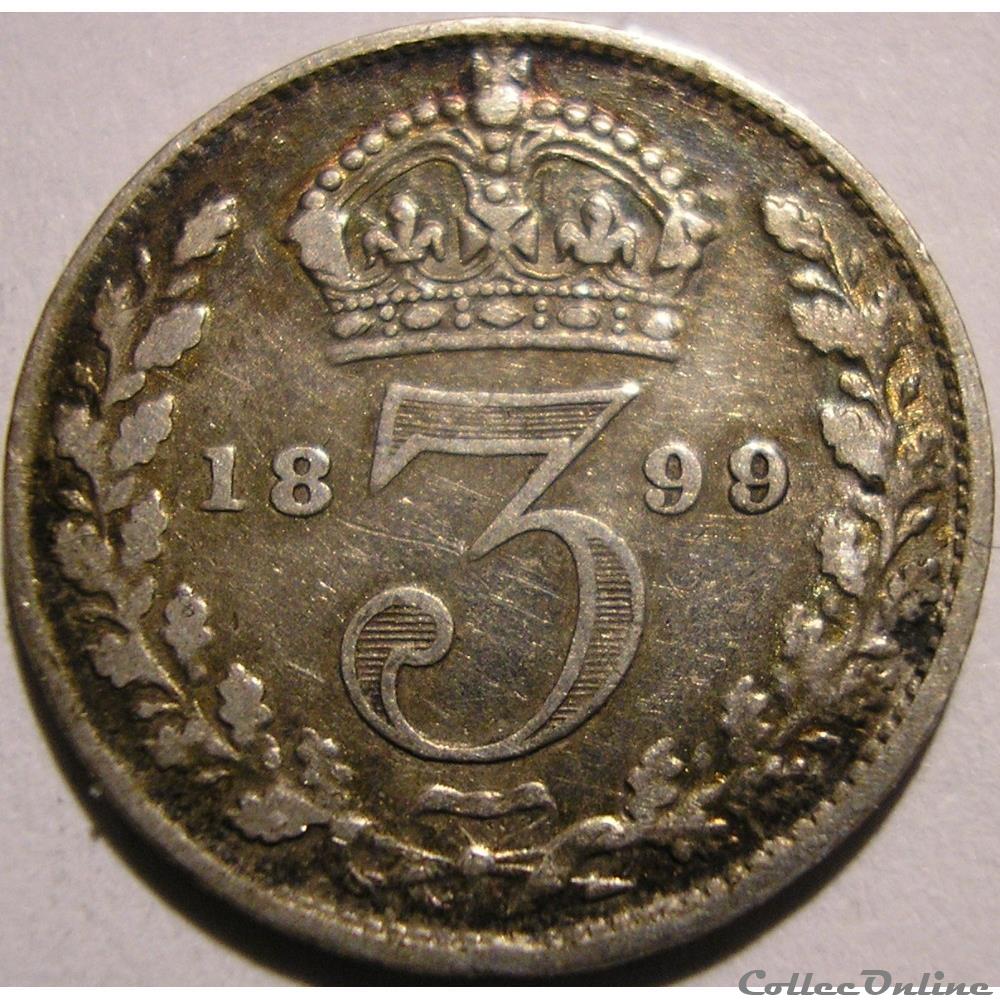 Victoria - 3 pence 1899 Kingdom of Great Britain monnaie monde royaume uni victoria 3 pence 1899 kingdom of great britain