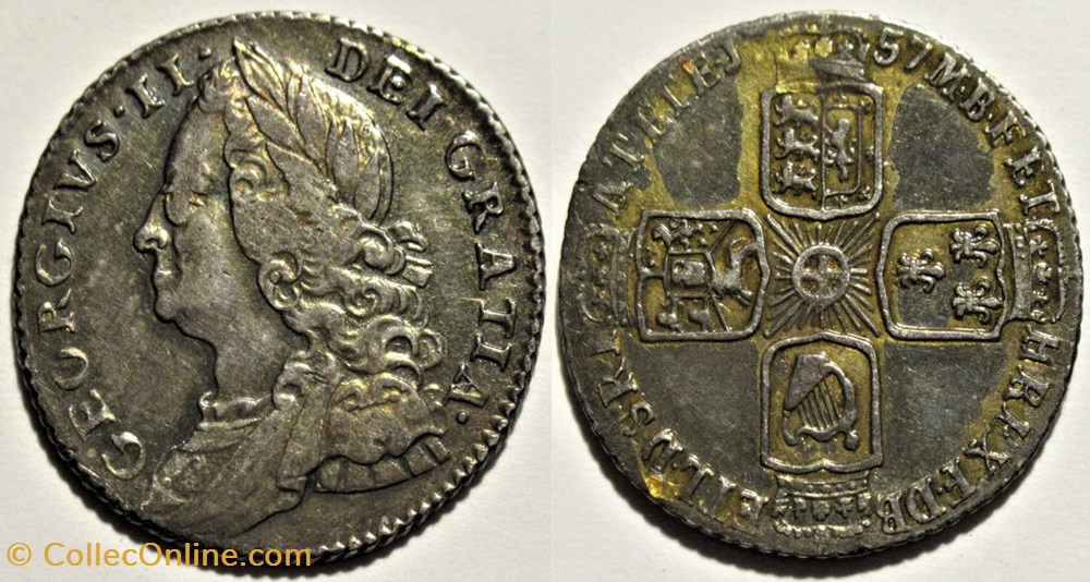 George II - 6 Pence 1757 Great Britain monnaies europe medievale royaume d angleterre george ii 6 pence 1757 great britain